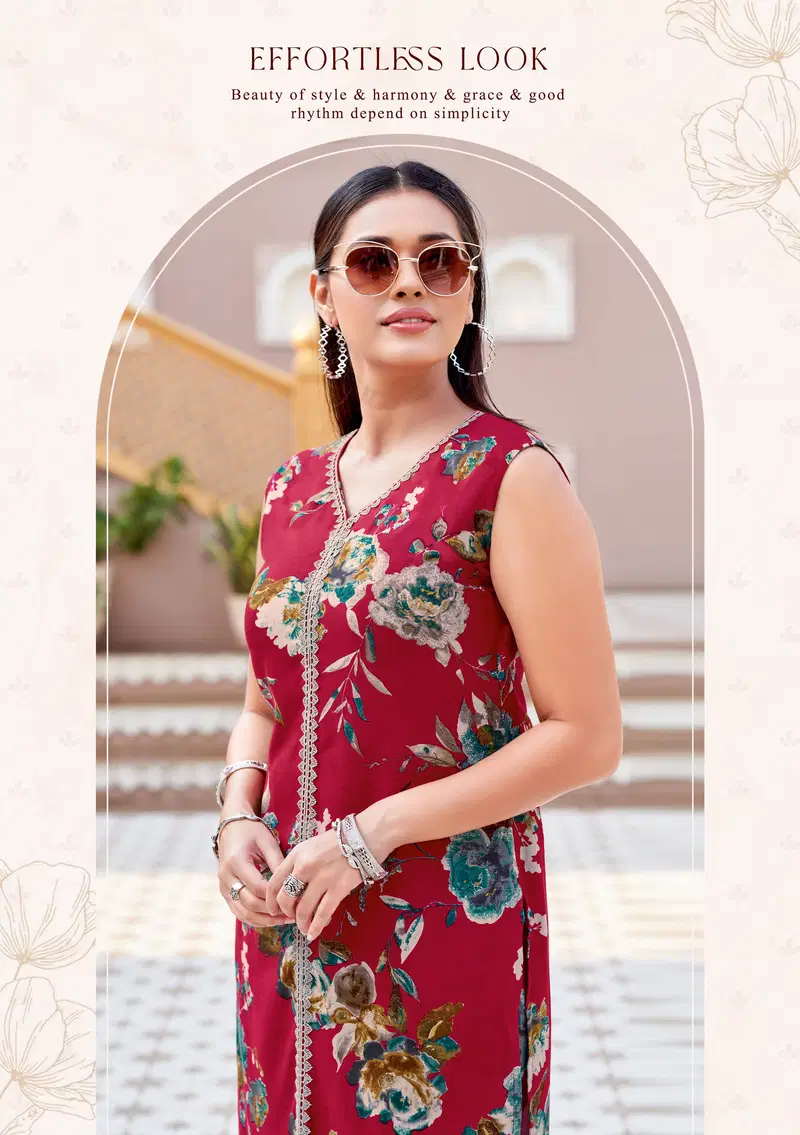 Saavi By Kadlee Rayon Printed Designer Kurti With Bottom Wholesale Online